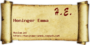 Heninger Emma névjegykártya